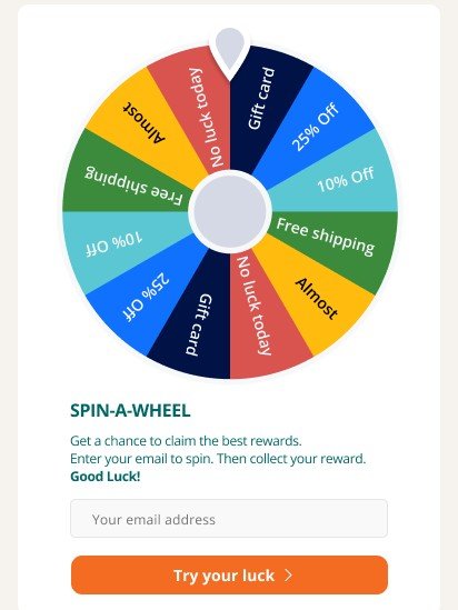 Spin a wheel screen